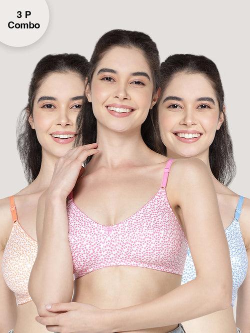 Kalyani (Niloufer) Full Coverage Non Padded Printed Everyday Bra | Pack of 3