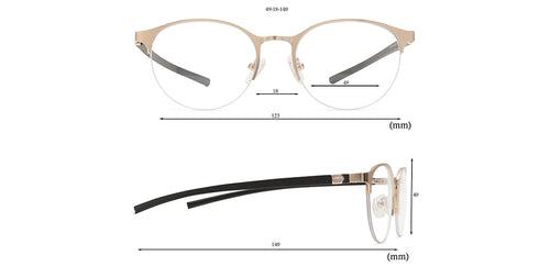 Specsmakers Dura Unisex Eyeglasses Halfframe Round Medium 49 Metal SM AMR1908