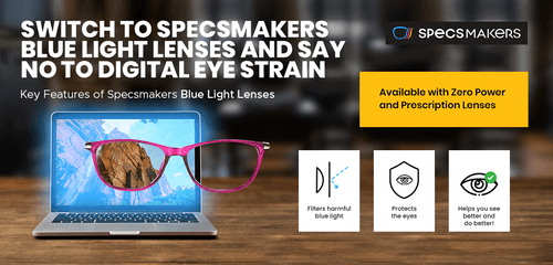 Specsmakers Blue Zero Unisex Computer Glasses Full Frame Cateye Medium 51 Ultem SM TUI9211