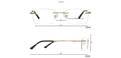 Specsmakers Happster Unisex Eyeglasses Rimless Rectangle Medium 51 Metal SM SE3413