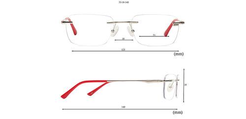 Specsmakers Happster Unisex Eyeglasses Rimless Rectangle Medium 51 Metal SM SE3413