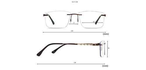 Specsmakers Lightanium Unisex Eyeglasses Rimless Rectangle Large 53 Metal SM AN3073