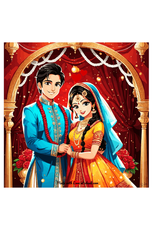 Personalized Indian Wedding Art - Golden Moments