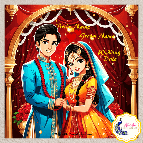 Personalized Indian Wedding Art - Golden Moments