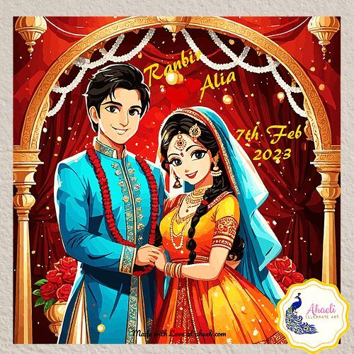 Personalized Indian Wedding Art - Golden Moments