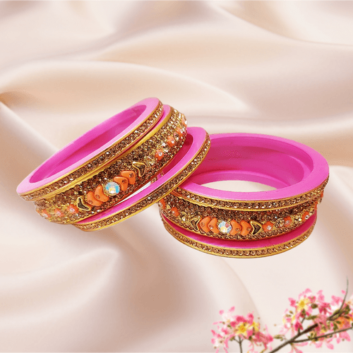 Lac Bangles - Pink Petals (Set of 6)