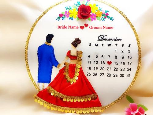 Embroidery Hoop Art - Bride & Groom Calendar