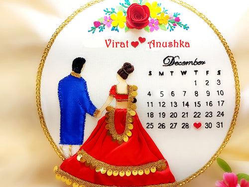 Embroidery Hoop Art - Bride & Groom Calendar