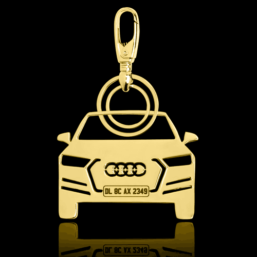 Personalised Gold Plated Car Keychain