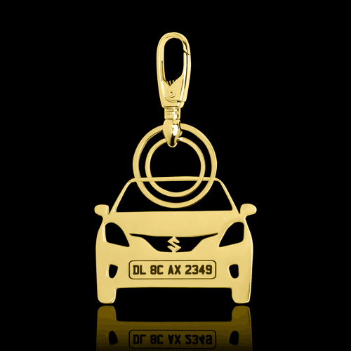 Personalised Gold Plated Car Keychain