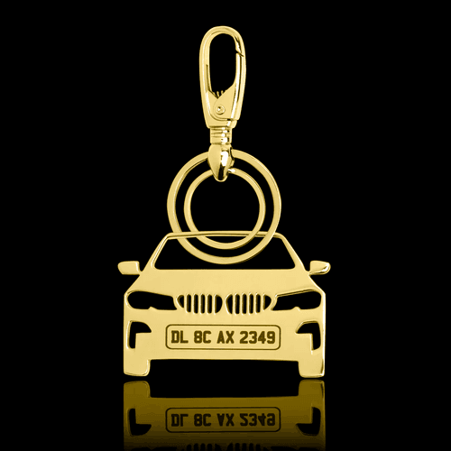 Personalised Gold Plated Car Keychain