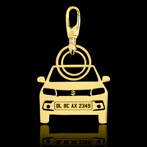 Personalised Gold Plated Car Keychain