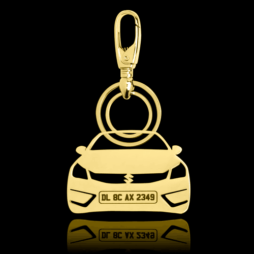 Personalised Gold Plated Car Keychain