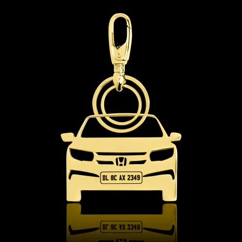 Personalised Gold Plated Car Keychain