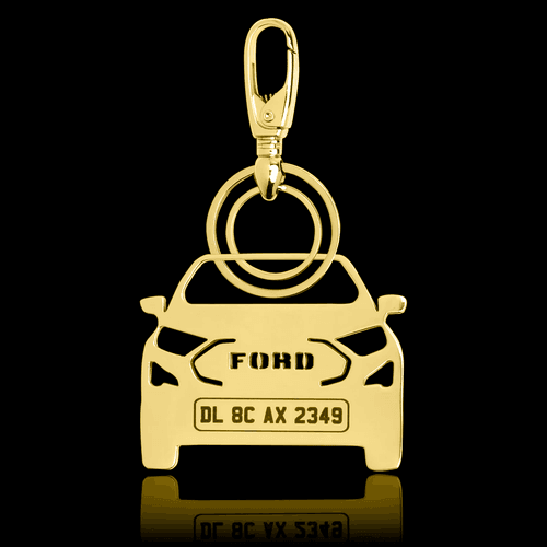 Personalised Gold Plated Car Keychain