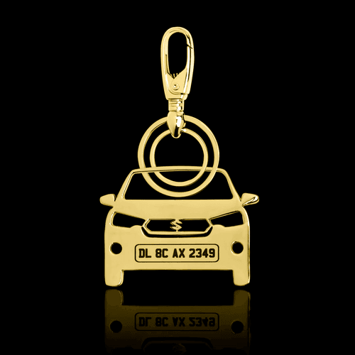 Personalised Gold Plated Car Keychain