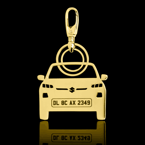 Personalised Gold Plated Car Keychain