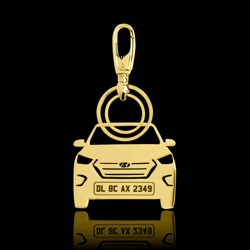 Personalised Gold Plated Car Keychain