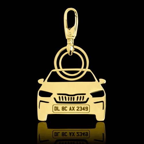 Personalised Gold Plated Car Keychain