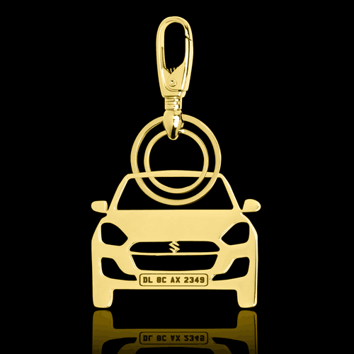 Personalised Gold Plated Car Keychain