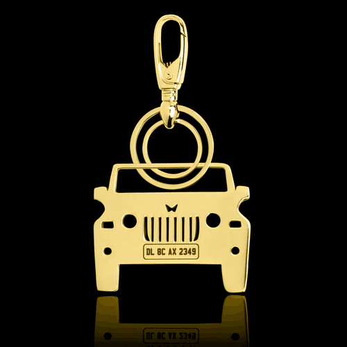 Personalised Gold Plated Car Keychain