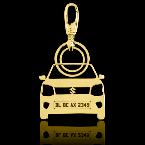 Personalised Gold Plated Car Keychain