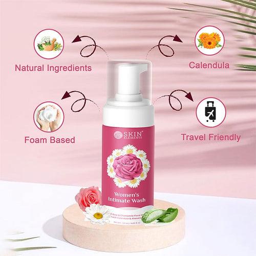 Intimate Wash for Women with Rose Water, Chamomile, Calendula & Aloe Vera Extracts (120ml)