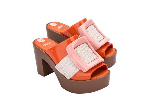 Melissa Mule Buckle Up Viktor And Rolf AD Orange Heels SlIp Ons