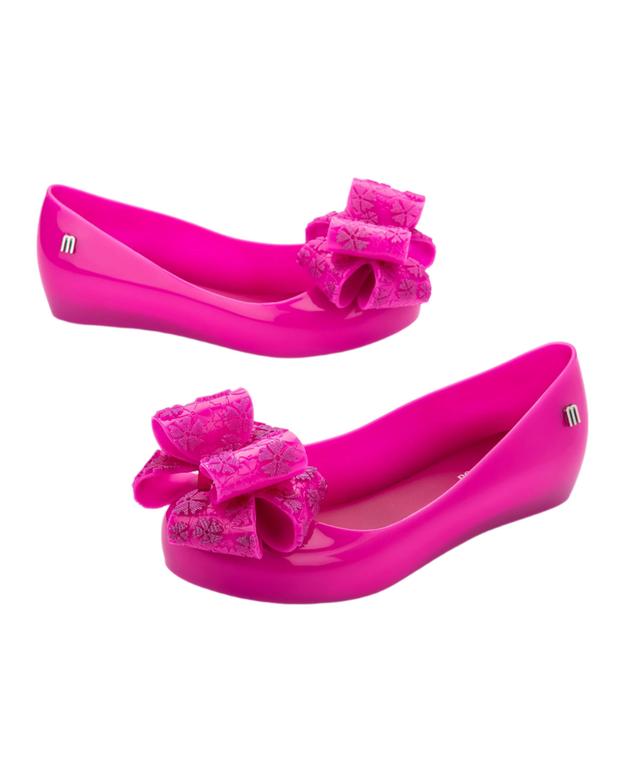 Mini Melissa Ultragirl Sweet XI Bow Applique Pink Ballerinas For Girls