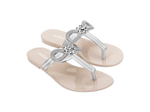 Melissa Harmonic T Bar Gleam IV A Beige-Silver Flipflop