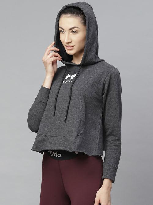 Skyria Rise Crop Hoodie - Grey