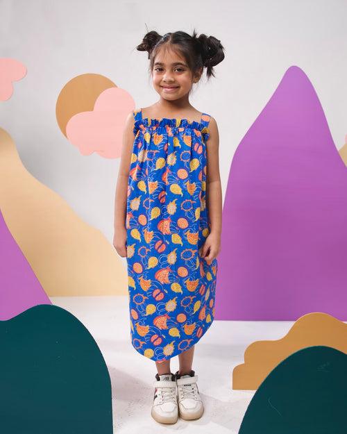 I-Peel-Good Printed Cotton Tie-Up Maxi Dress