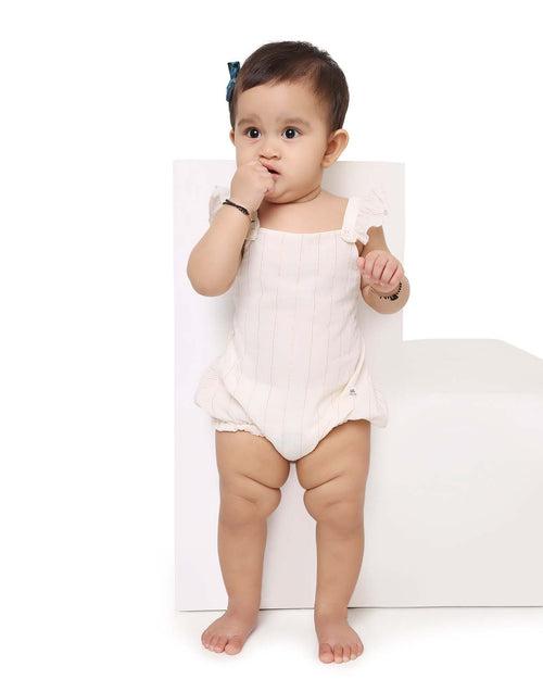 Gulzar Chanderi Floral Printed Infant Onesie with Detachable Lehenga Skirt and Matching Clips, Cream