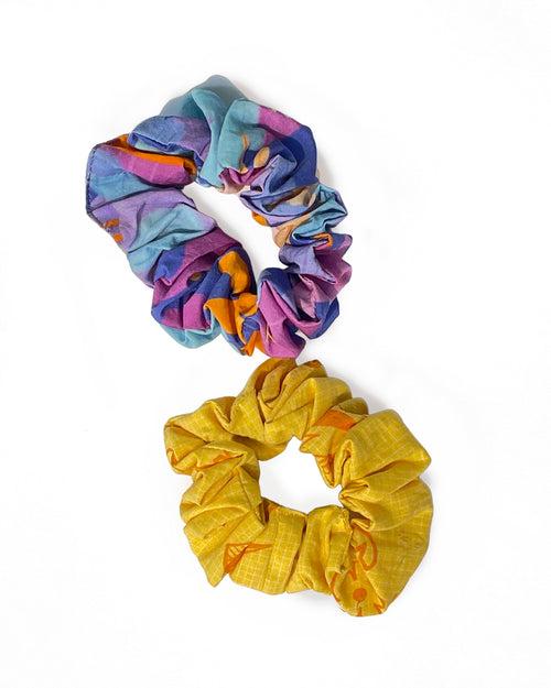 Wonder Wander & Daffy : Set of 2 Upcycled Scrunchies