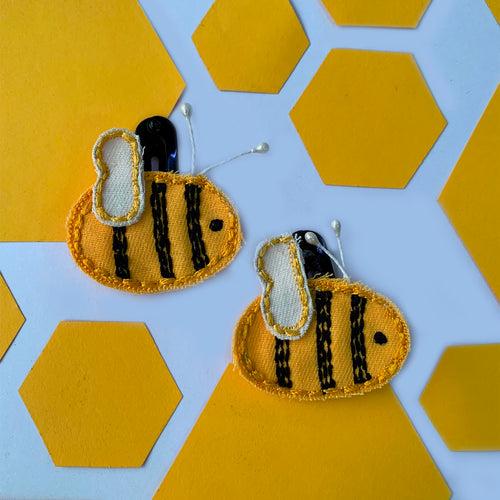 Queen Bee Upcycled Clips (Pair of 2)