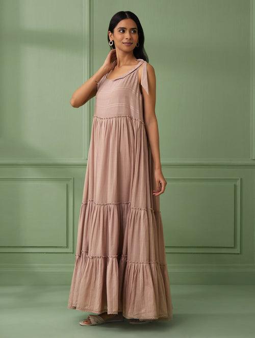 Rose Breezy Tiered Maxi Dress