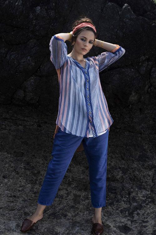 Indigo Peach Shirt with Pants (Set of 3)