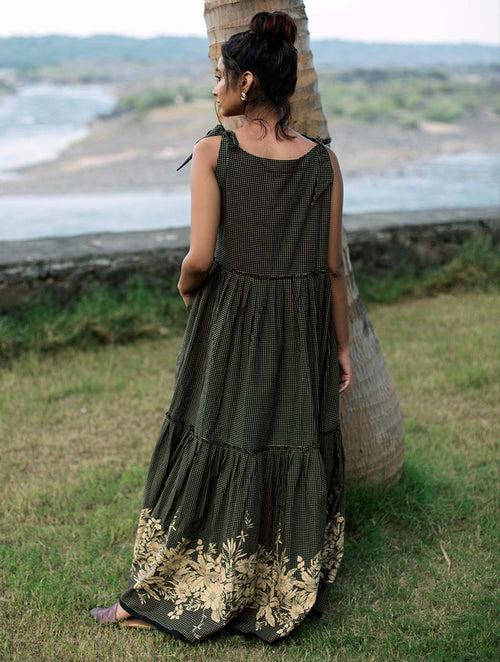 Lotus Print Maxi Dress