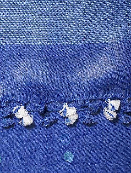 Blue linen dupatta with butties