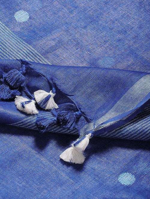 Blue linen dupatta with butties