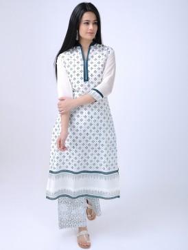 White & blue kurta