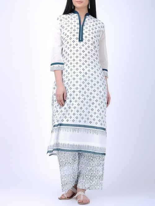 White & blue kurta