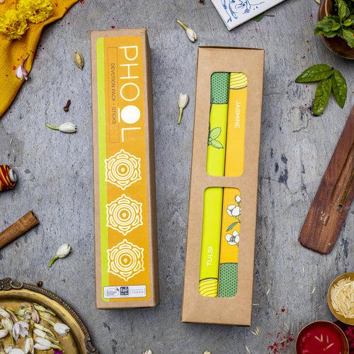 Phool Devotion Pack - Natural Incense Sticks (Tulsi & Jasmine)