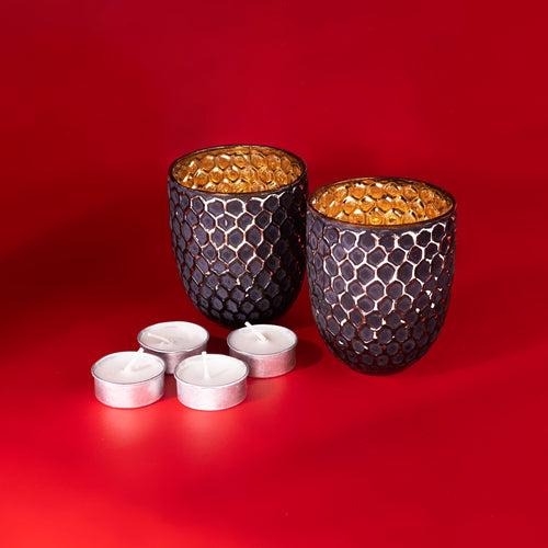 Honeycomb Gold Votives( Set of 2)