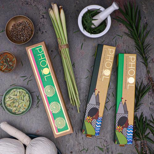 Phool Aromatherapy Pack - Natural Incense Sticks (Tea Tree & Lemongrass)