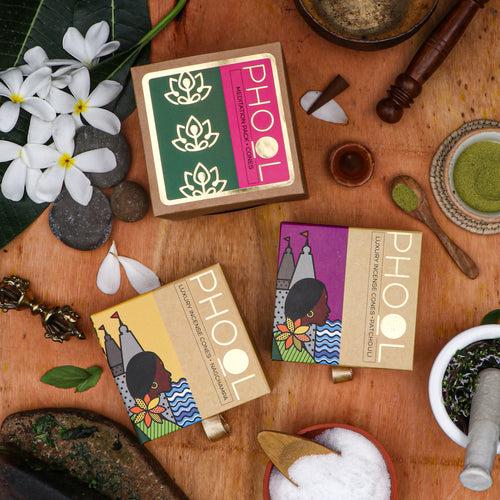 Phool Meditation Pack - Natural Incense Cones (Nagchampa & Patchouli)