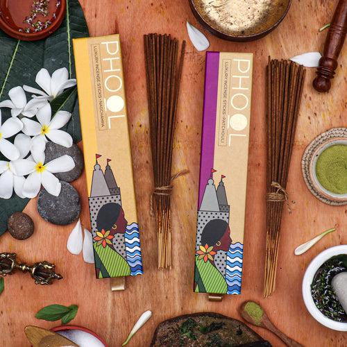 Phool Meditation Pack - Natural Incense Sticks (Nagchampa & Patchouli)