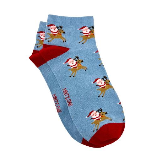 Reindeer Ride with Santa Ankle Socks For Men