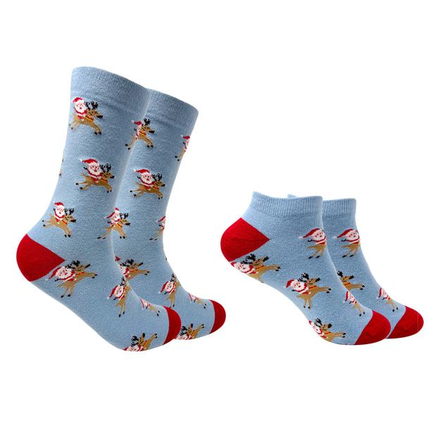 Reindeer Ride with Santa Men & Women Matching Socks