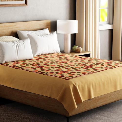 Applique Bed Cover Beige, Rust & Green - 90x108